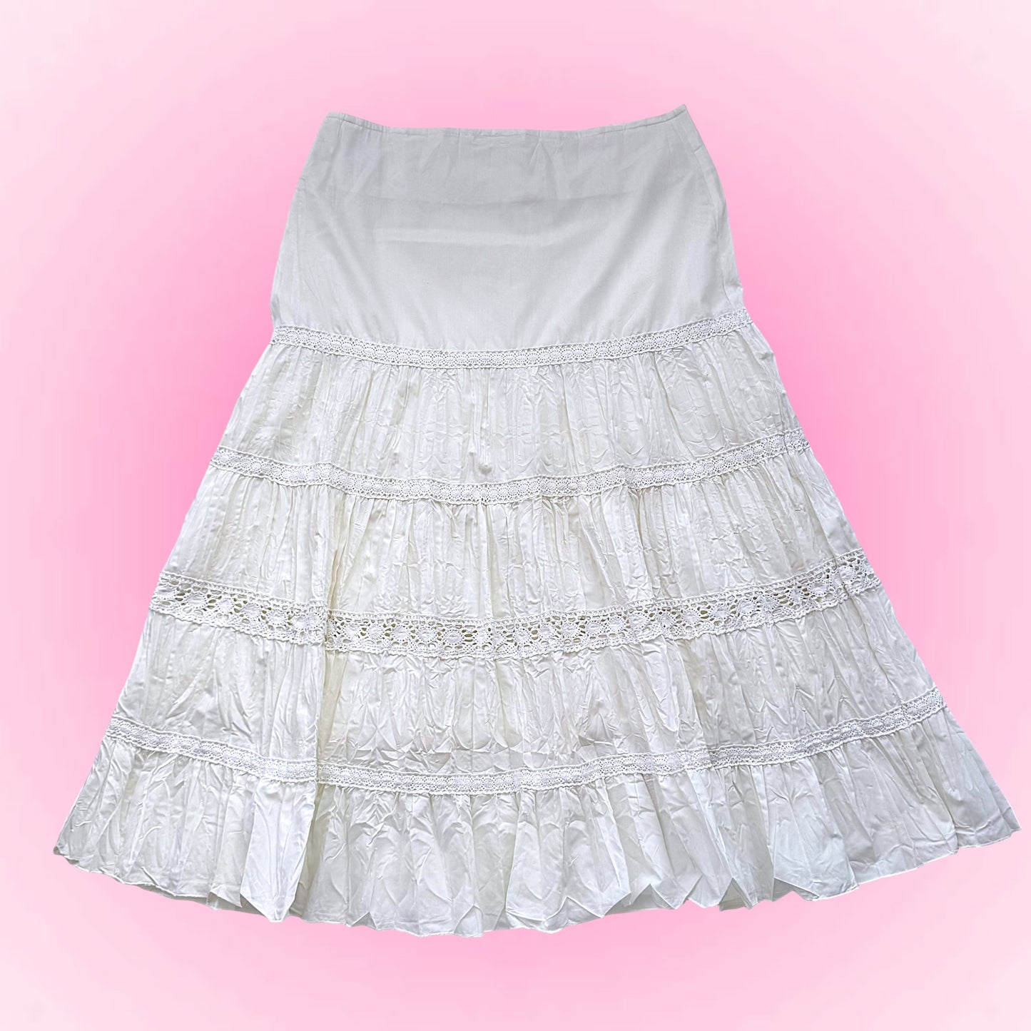 White Tiered Ruffle Maxi Skirt (M)