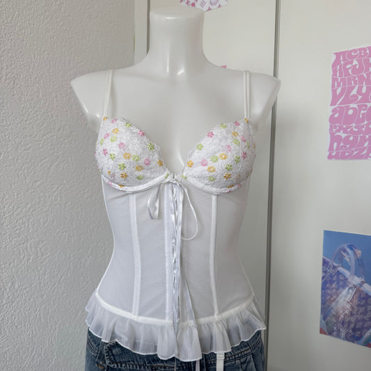 Cute flower corset (75B)- Deadstock, new with tags