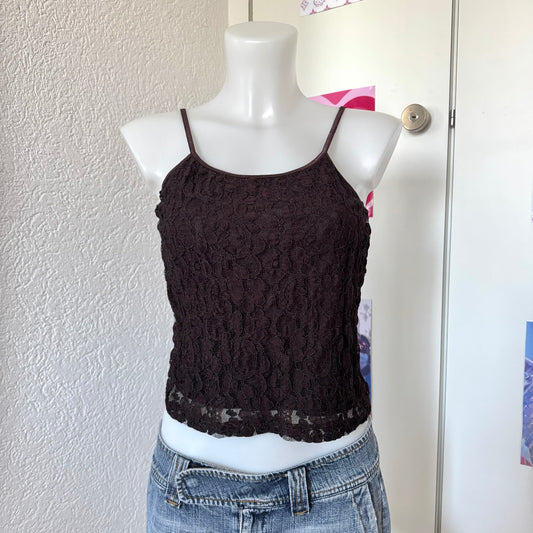 Brown lace tank top