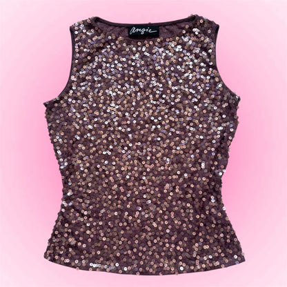 Purple Sequin Y2K Tank Top (S/M)