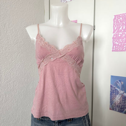 Pink coquette sequin top (L)