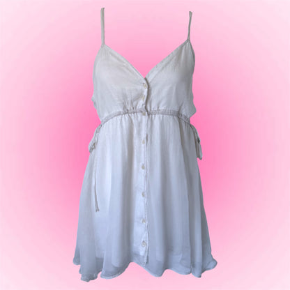 White Button Front Babydoll Cami (M)