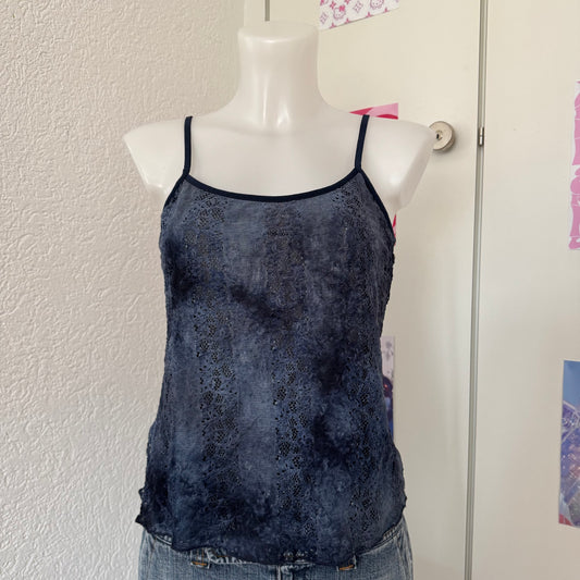 Blue vintage tie dye tank top (M)