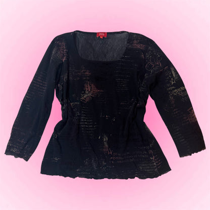 Black Sheer Graphic Longsleeve (M)