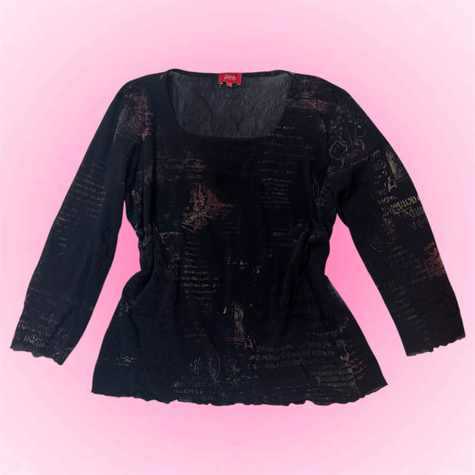 Black Sheer Graphic Longsleeve (M)