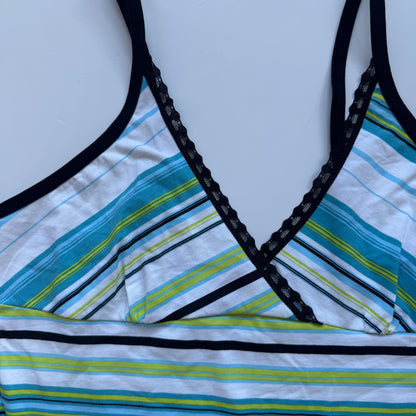 Blue Striped Halter Y2K Cami Top (S/M)