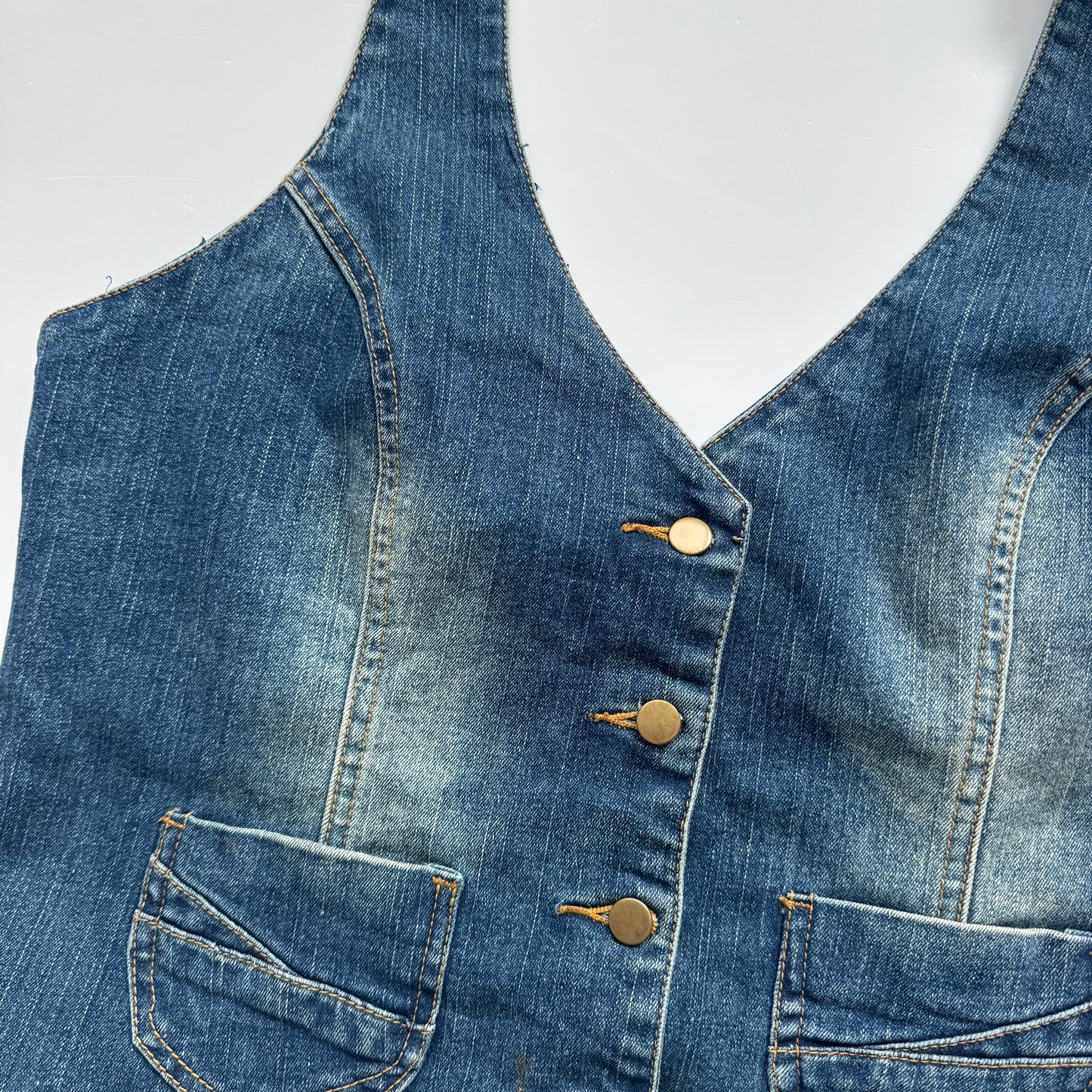 Vintage Denim Fitted Neckholder Vest (L)