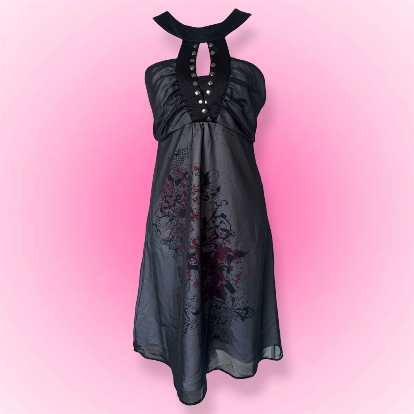 Black Sheer Vintage Dress (M)