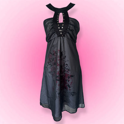 Black Sheer Vintage Dress (M)