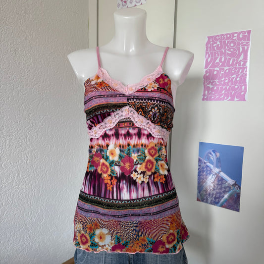 Y2k floral lace cami (S)