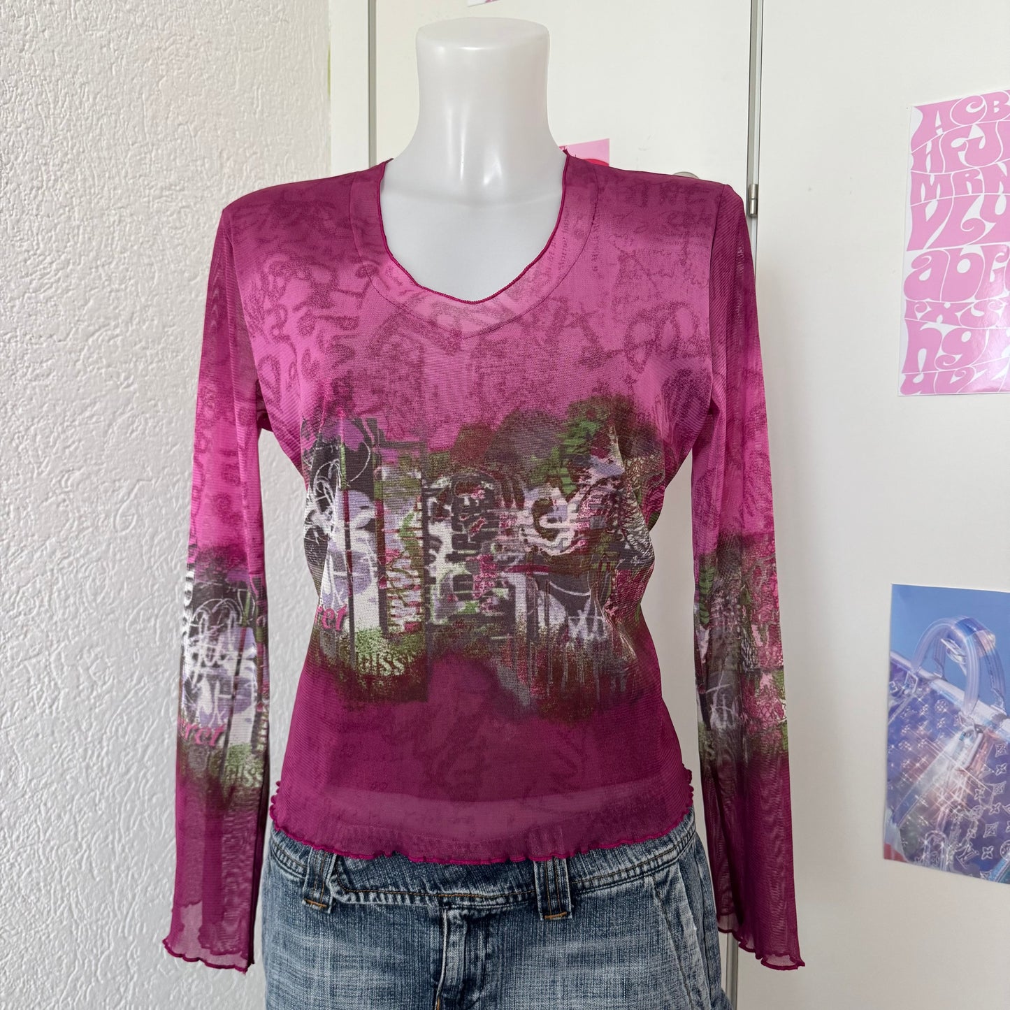 Pink mesh longsleeve (M)