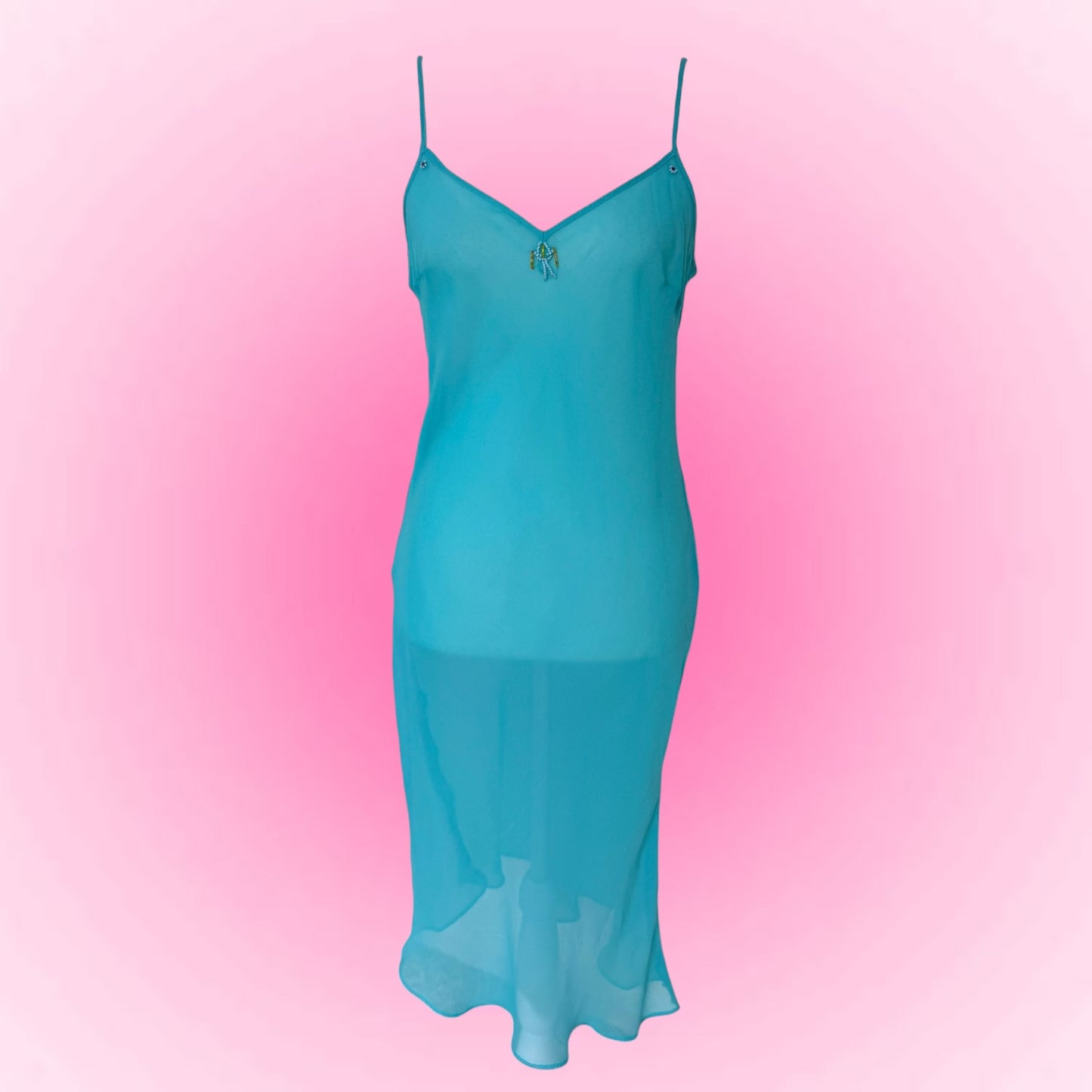 Turquoise Sheer Vintage Dress (M/L)