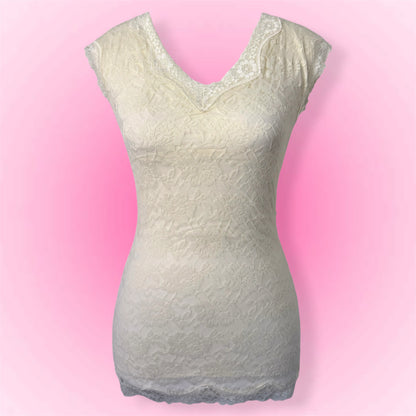 Cream Coquette Lace Shirt (S)