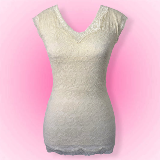 Cream Coquette Lace Shirt (S)