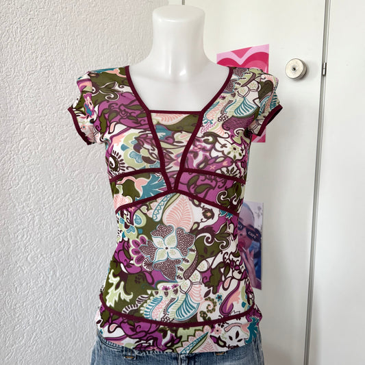 Floral mesh T-Shirt (S)