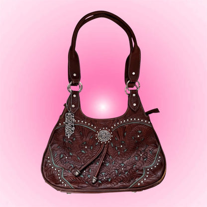 Brown leather shoulder bag