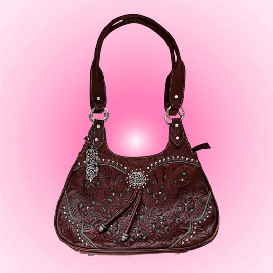 Brown leather shoulder bag