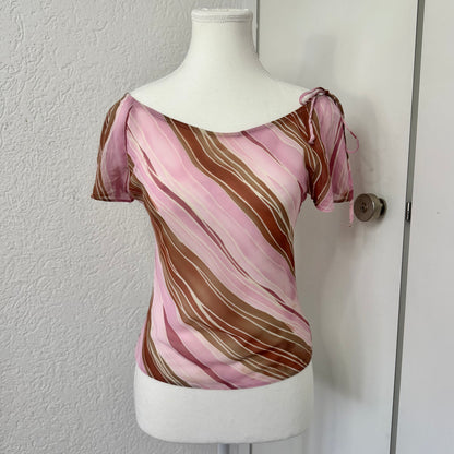 Pink Abstract Mesh Y2K Tshirt (S)