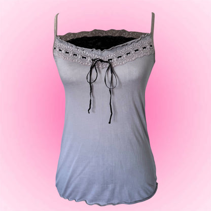 Grey Lace Trim Japanese Cami (S/M)