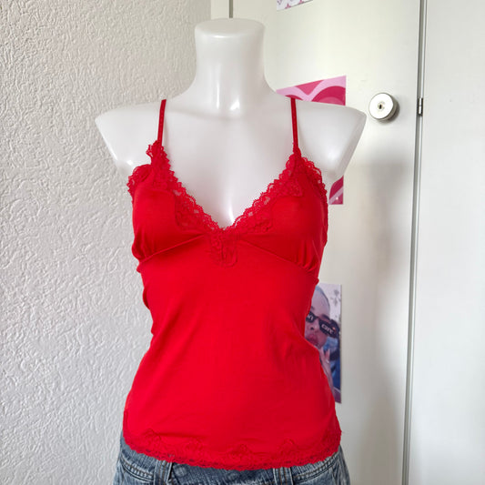 Red lace cami top (M)