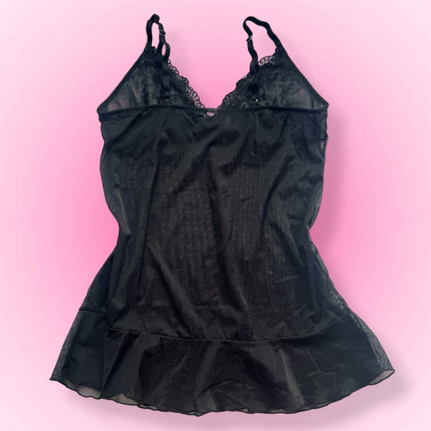 Black Sheer Lace Babydoll Cami (S)