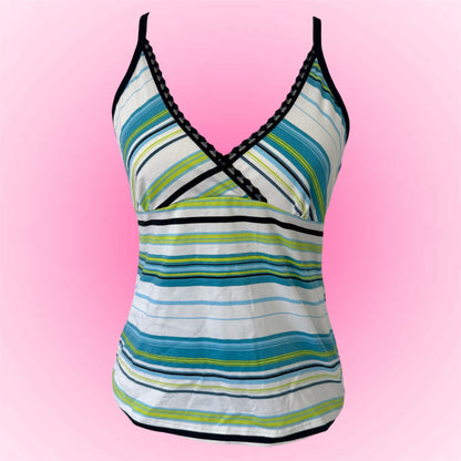 Blue Striped Halter Y2K Cami Top (S/M)