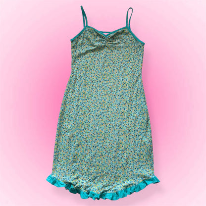 Green floral dress (M)