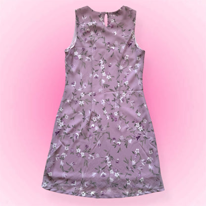 Purple floral midi dress (M)