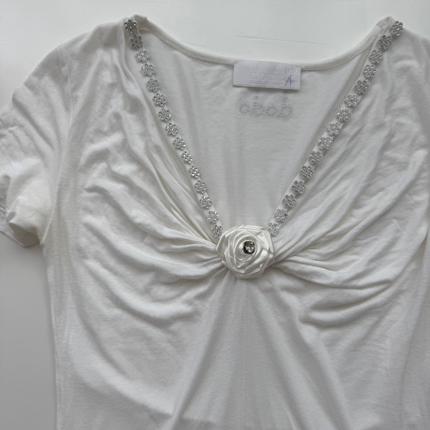 White Ruched Coquette Tshirt (M)