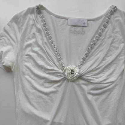 White Ruched Coquette Tshirt (M)