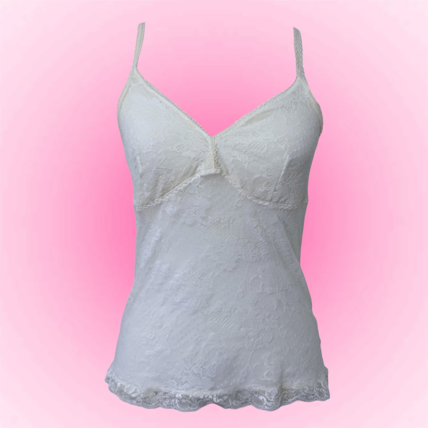 White Lace Y2K Cami Top (M)