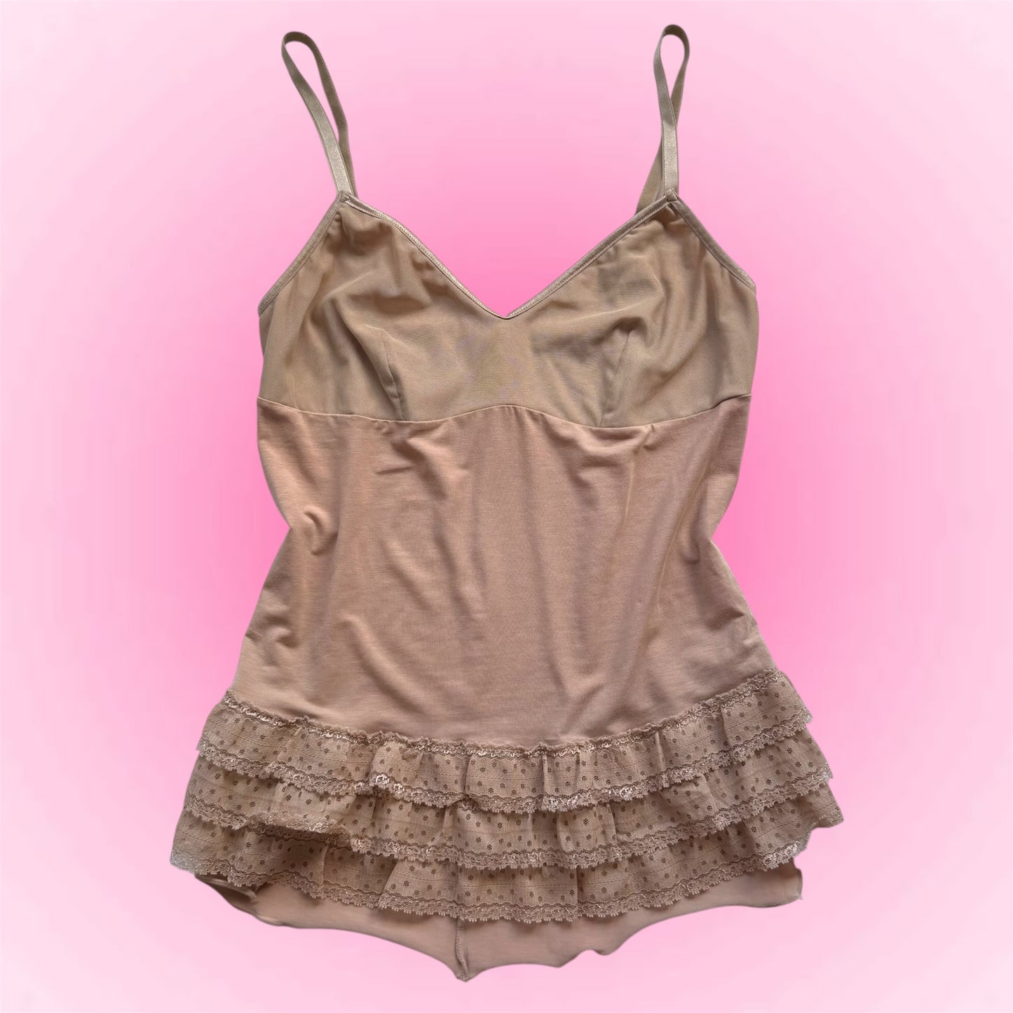 Brown Ruffle Hem Y2K Cami (M)