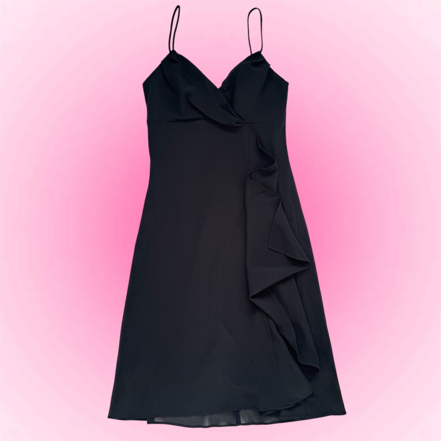Black vintage ruffle dress (XS)