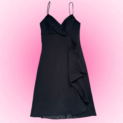 Black vintage ruffle dress (XS)