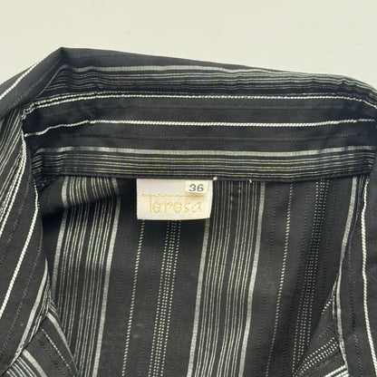 Black Striped Y2K Fitted Blouse (S)