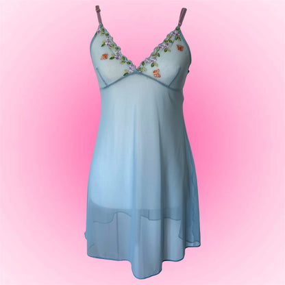 Blue Floral Embroidered Coquette Set (M/L)