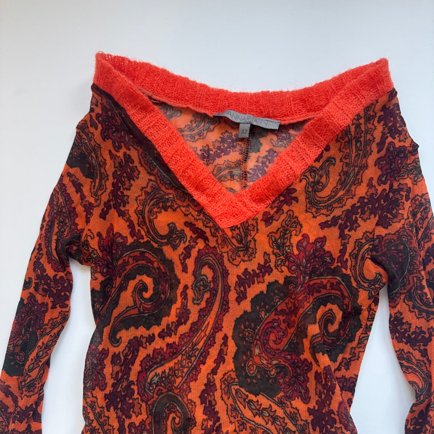 Paisley V-Neck Sheer Top (XS/S)