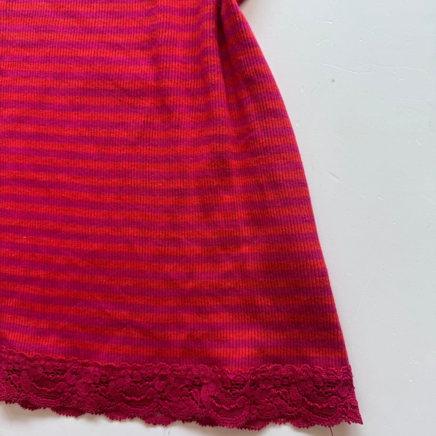 Pink Striped Lace Y2K Tank (M)