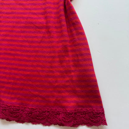 Pink Striped Lace Y2K Tank (M)