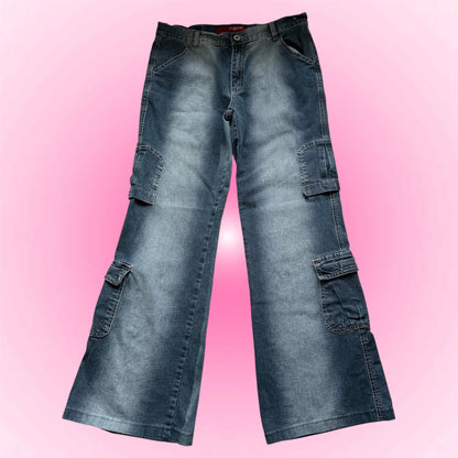 Y2K Wide Leg Cargo Jeans (S)