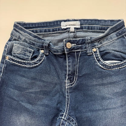 Dark Blue Embroidered Flared Jeans (XS)