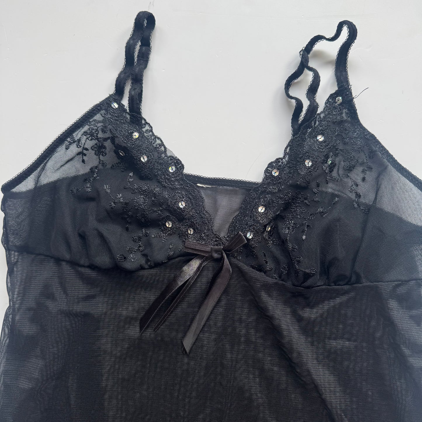 Black Sheer Lace Babydoll Cami (S)