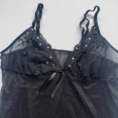 Black Sheer Lace Babydoll Cami (S)