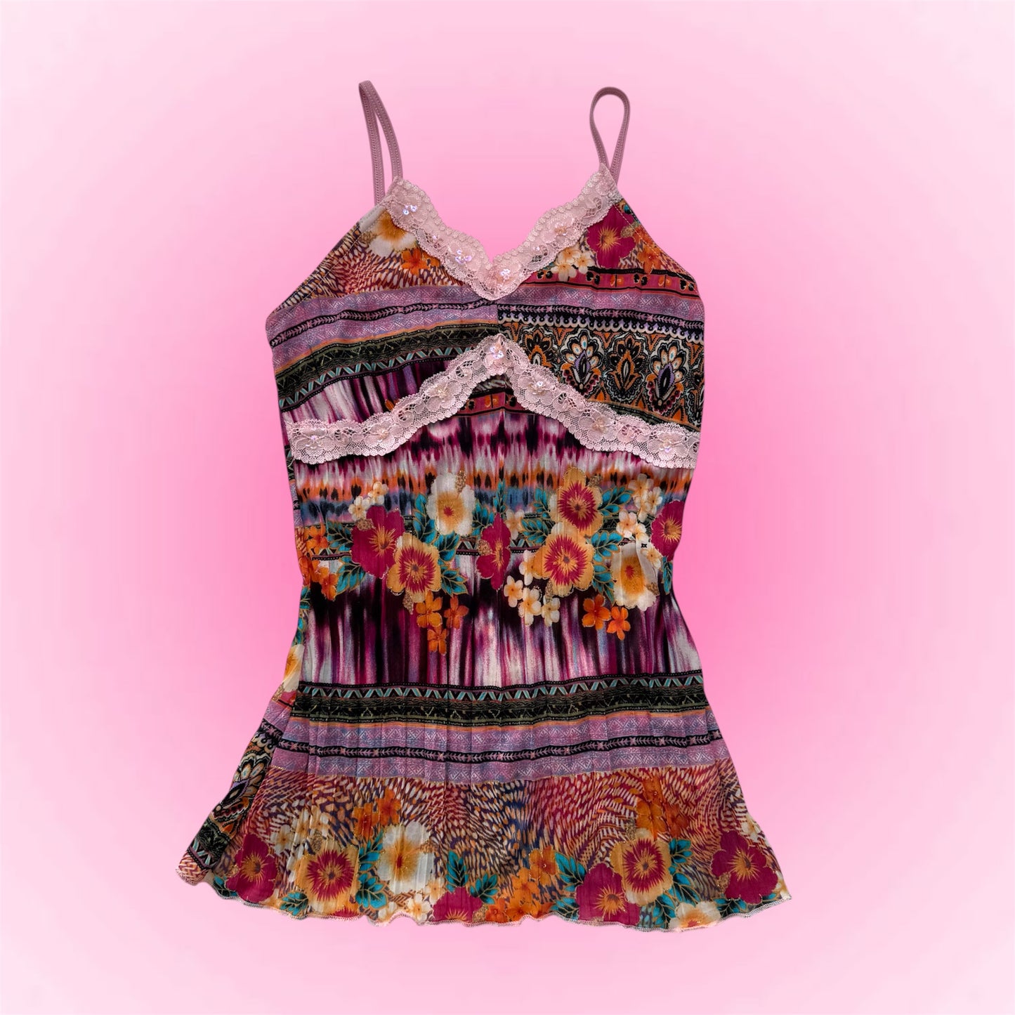 Y2k floral lace cami (S)