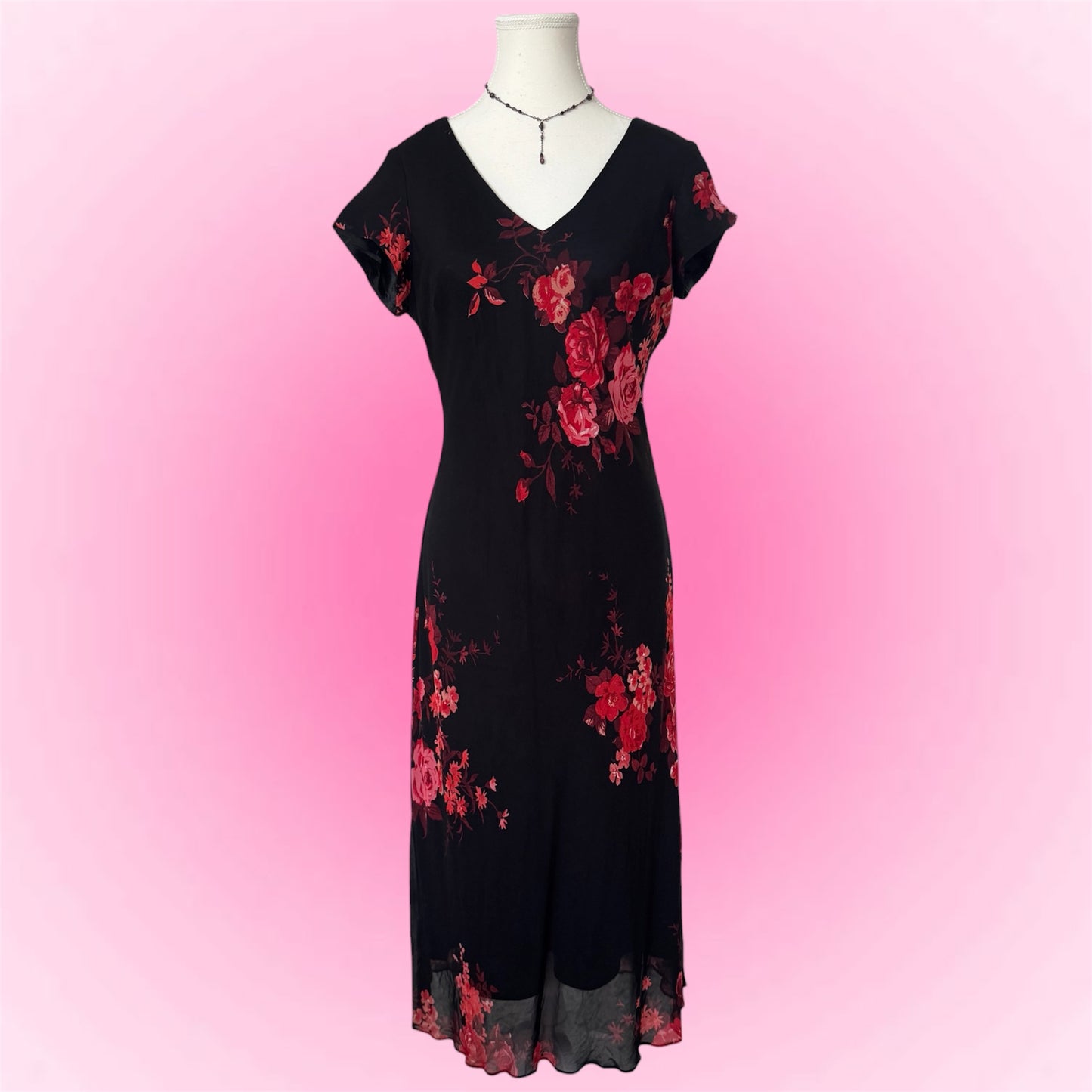 Vintage Floral Midi Dress (M)