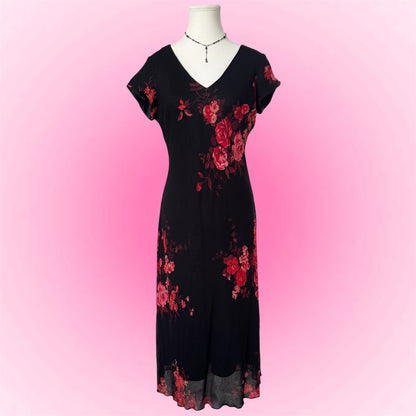 Vintage Floral Midi Dress (M)