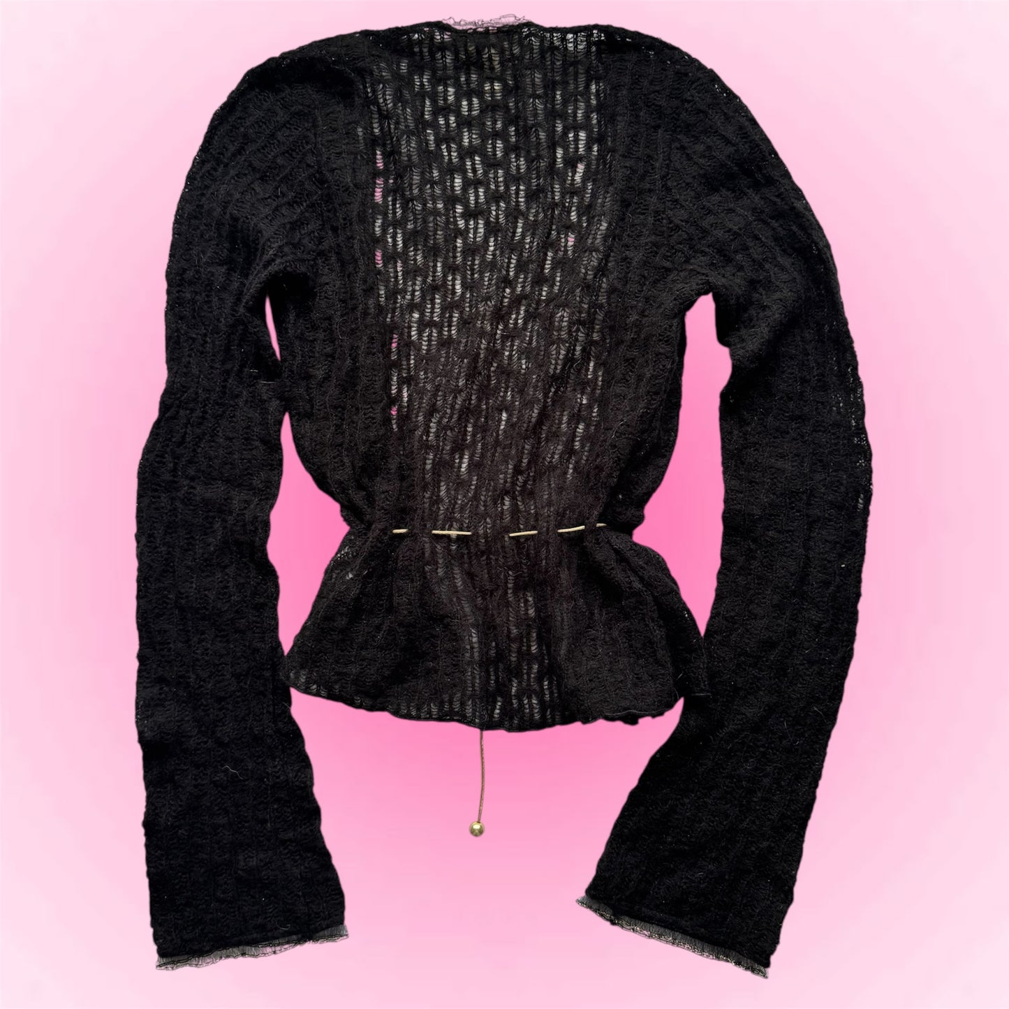 Black Tie-Front Knit Cardigan (S)
