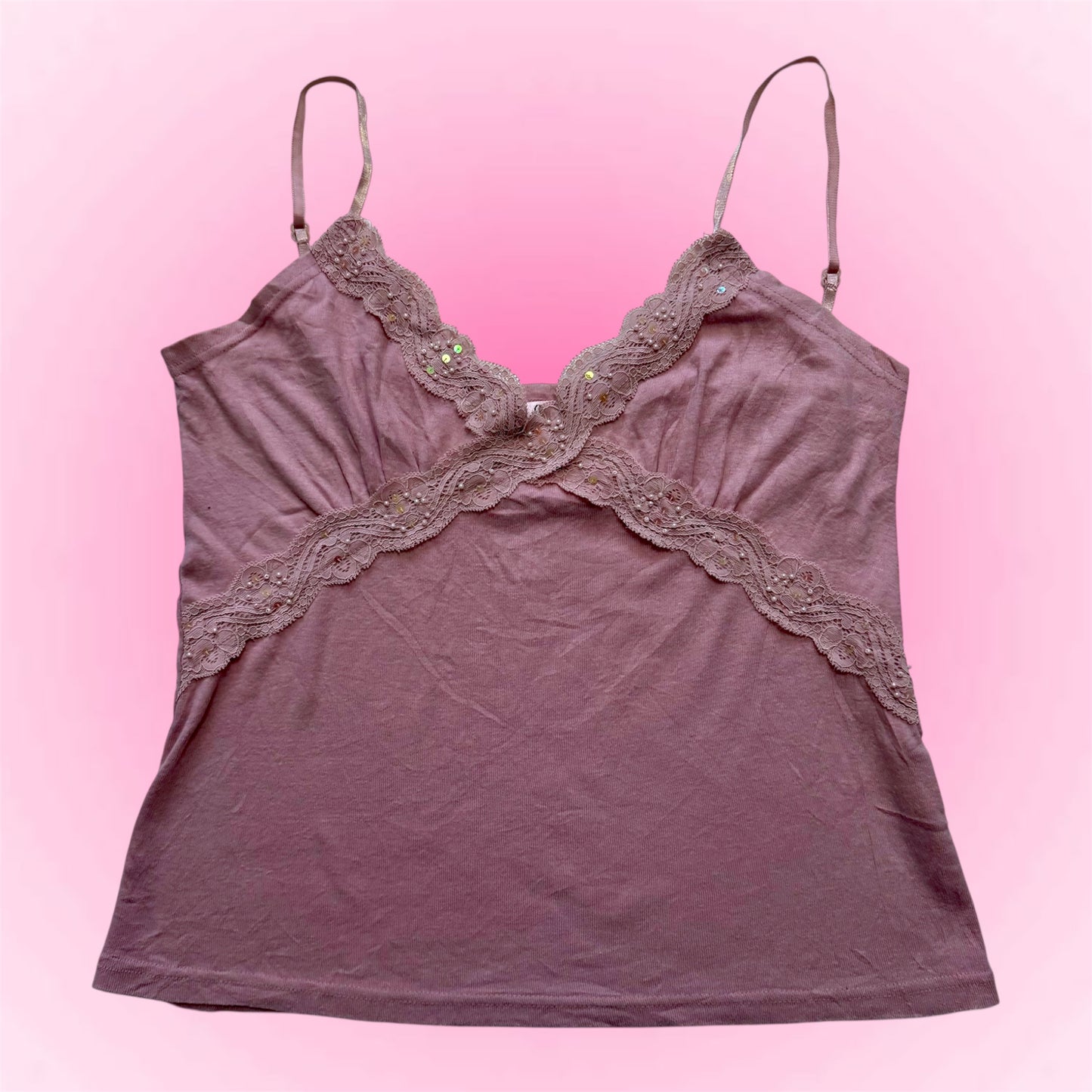 Pink coquette sequin top (L)
