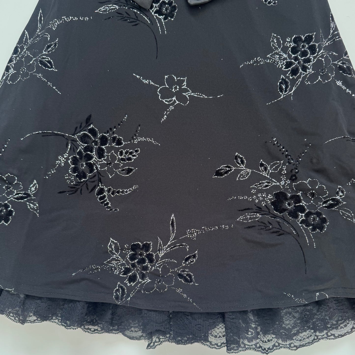 Cute black glittery flower dress (S)