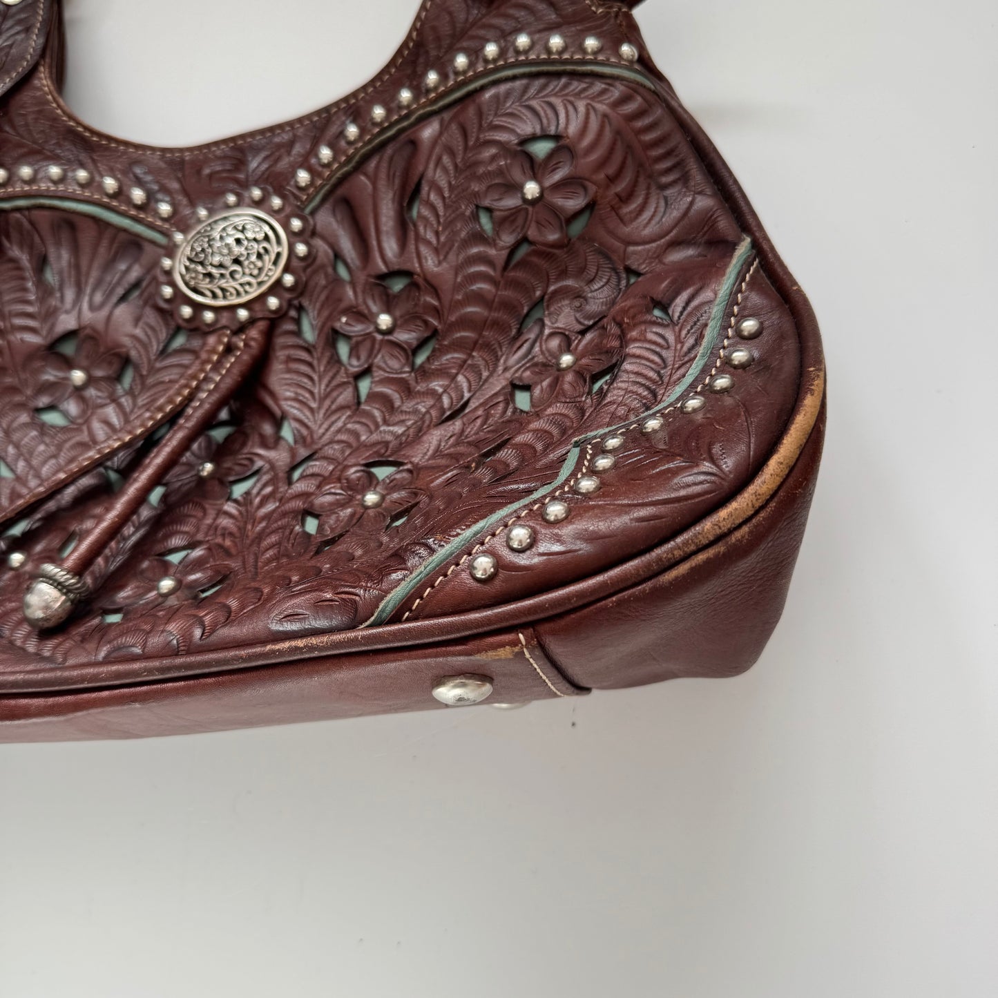 Brown leather shoulder bag